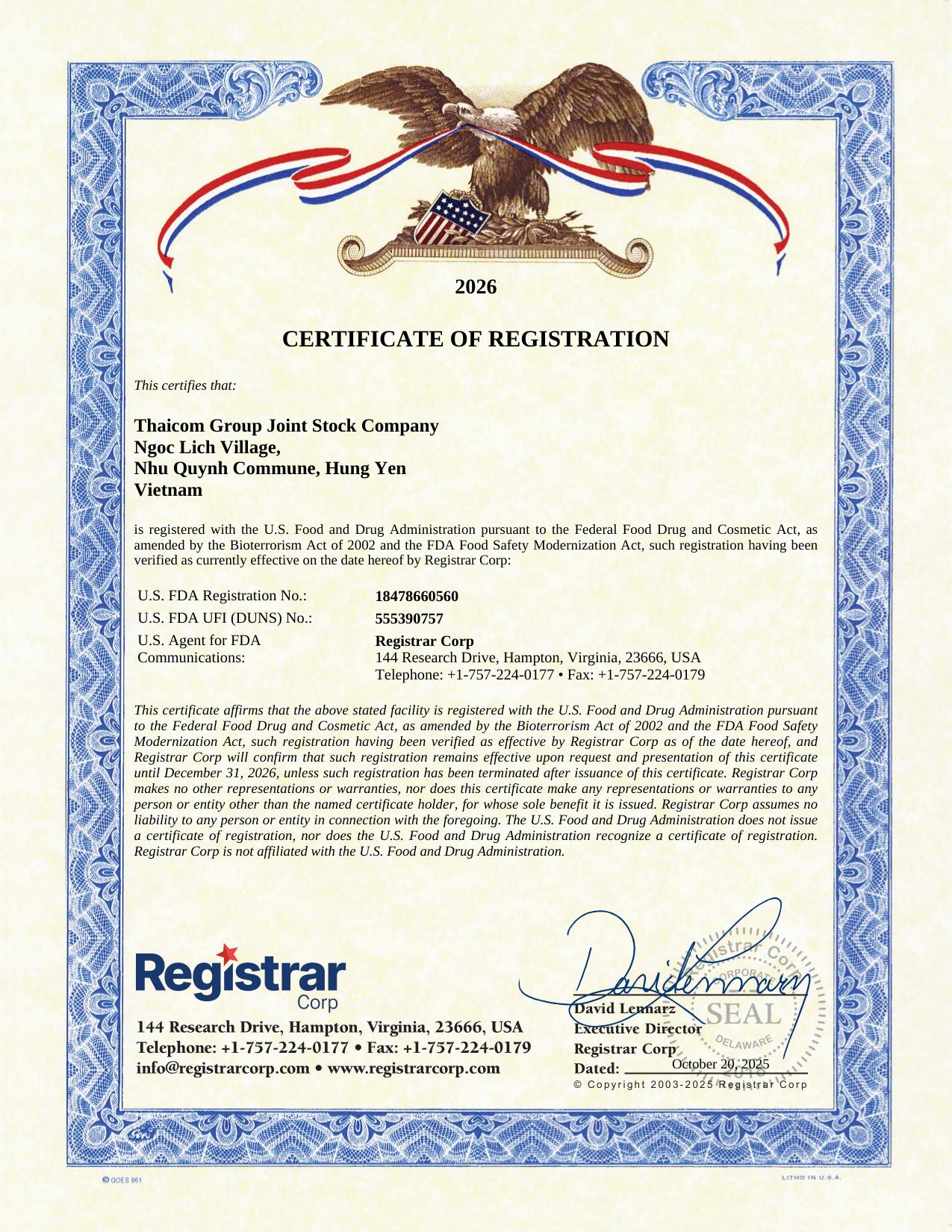 U.S. FDA Registration
